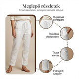 🔥🔥[S-2XL]🍃👖 Női rugalmas derékú pamut-len széles szárú nadrág