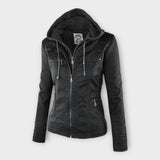 Õnne | Modern Leather Jacket with Hood and Timeless Design