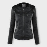 Õnne | Modern Leather Jacket with Hood and Timeless Design