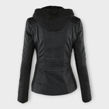 Õnne | Modern Leather Jacket with Hood and Timeless Design