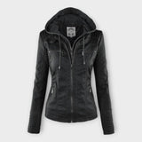 Õnne | Modern Leather Jacket with Hood and Timeless Design