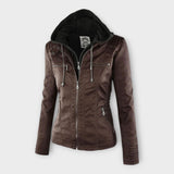 Õnne | Modern Leather Jacket with Hood and Timeless Design