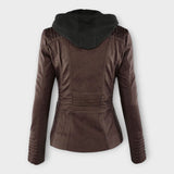 Õnne | Modern Leather Jacket with Hood and Timeless Design