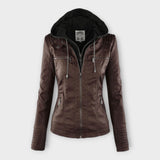 Õnne | Modern Leather Jacket with Hood and Timeless Design