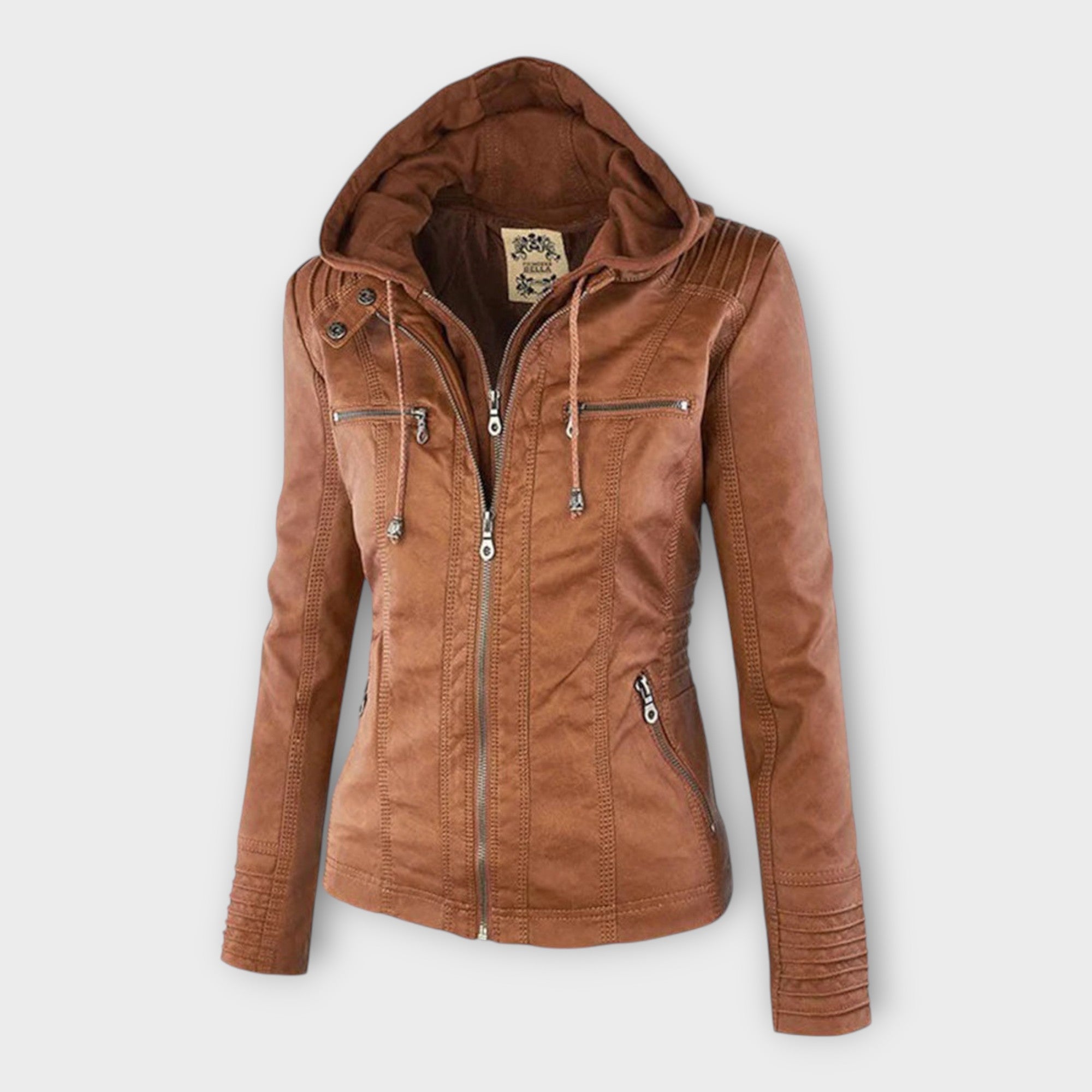 Õnne | Modern Leather Jacket with Hood and Timeless Design