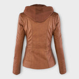Õnne | Modern Leather Jacket with Hood and Timeless Design