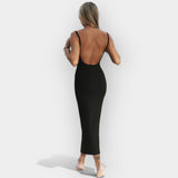 Victoria | Midi Dress with Open Back Detail