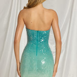 Blue Ombre Bandeau Mini Dress