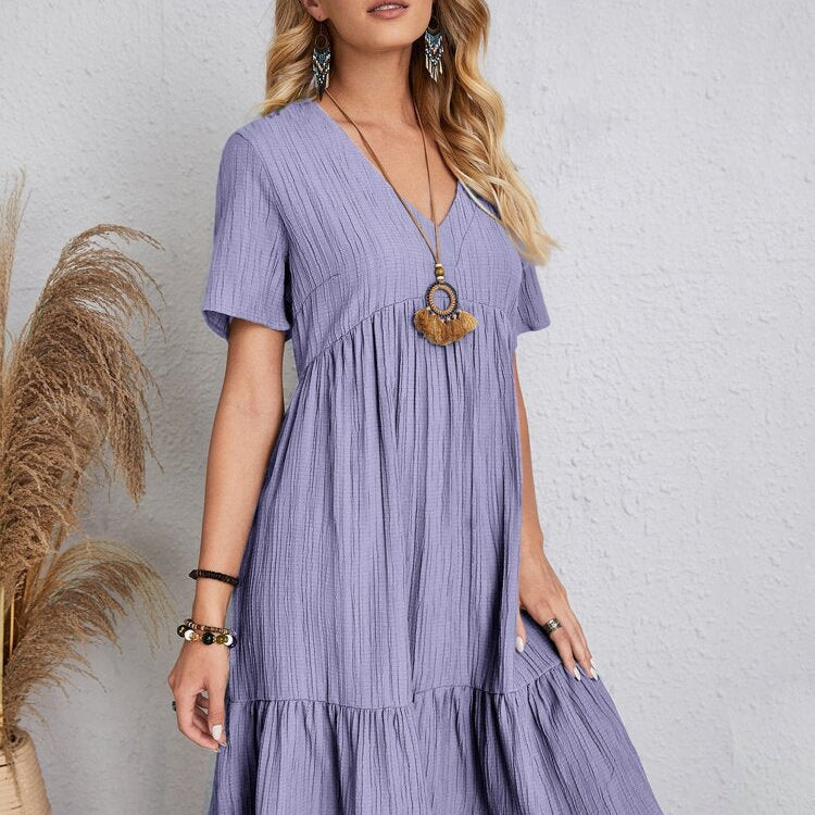 👗💃Retro Női V-nyakú Pamut Ruha