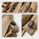 Merike | Klasszikus hosszú trench coat övvel" can be rewritten as: "Merike | Elegáns hosszú trench coat övvel