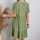 👗💃Retro Női V-nyakú Pamut Ruha