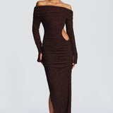 Adelphia Midi Dress - Plum Brown