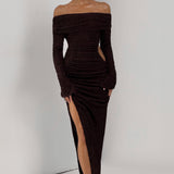 Adelphia Midi Dress - Plum Brown