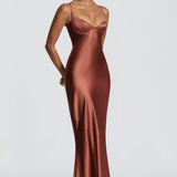 Amorette Maxi Dress - Rust Brown