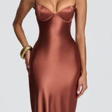 Amorette Maxi Dress - Rust Brown