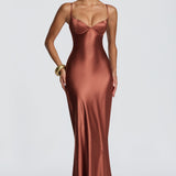 Amorette Maxi Dress - Rust Brown