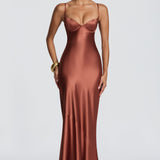 Amorette Maxi Dress - Rust Brown
