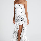 Angelina Maxi Dress - Black with Polka Dot Pattern