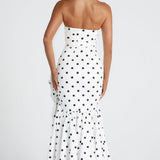 Angelina Maxi Dress - Black with Polka Dot Pattern