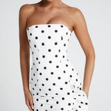 Angelina Maxi Dress - Black with Polka Dot Pattern