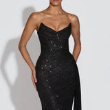 Ashika Maxi Ruha - Fekete Csillogás" can be rewritten as "Ashika Maxi Dress - Black Sparkle.