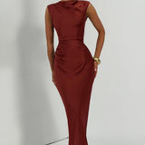 Avielle Maxi Dress - Deep Rust Brown