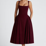 Betty Midi Dress - Cherry Patent