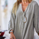 🌸[S-XL]👗Női minimalista V-nyakú hosszú pamutvászon ruha🌿💃