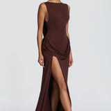 Bruna Maxi Dress - Plum Brown