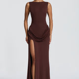 Bruna Maxi Dress - Plum Brown