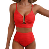 🔥 S-2XL 🌞 Női Magas Derekú Push Up Bikini 🌊👙