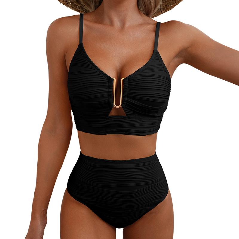 🔥 S-2XL 🌞 Női Magas Derekú Push Up Bikini 🌊👙