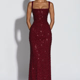 Calanthe Maxi Dress - Burgundy Sparkle