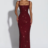 Calanthe Maxi Dress - Burgundy Sparkle