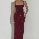 Calanthe Maxi Dress - Burgundy Sparkle