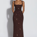 Calanthe Maxi Dress - Shimmering Plum Brown