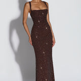 Calanthe Maxi Dress - Shimmering Plum Brown