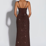 Calanthe Maxi Dress - Shimmering Plum Brown