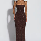 Calanthe Maxi Dress - Shimmering Plum Brown