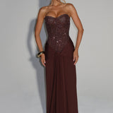 Carina Maxi Dress - Plum Brown