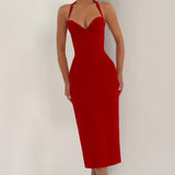 Cassia Midi Dress - Red