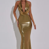 Chrishelle Gold Maxi Dress
