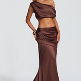 Claudette Maxi Skirt - Plum Brown