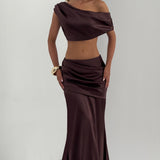 Claudette Maxi Skirt - Plum Brown