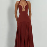 Cyrene Maxi Dress - Deep Rust Brown