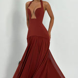 Cyrene Maxi Dress - Deep Rust Brown