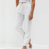 🔥🔥[S-2XL]🍃👖 Női rugalmas derékú pamut-len széles szárú nadrág