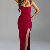 Dalary Maxi Dress - Red with Trim