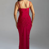 Dalary Maxi Dress - Red with Trim