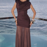 Demelza Maxi Dress - Plum Brown